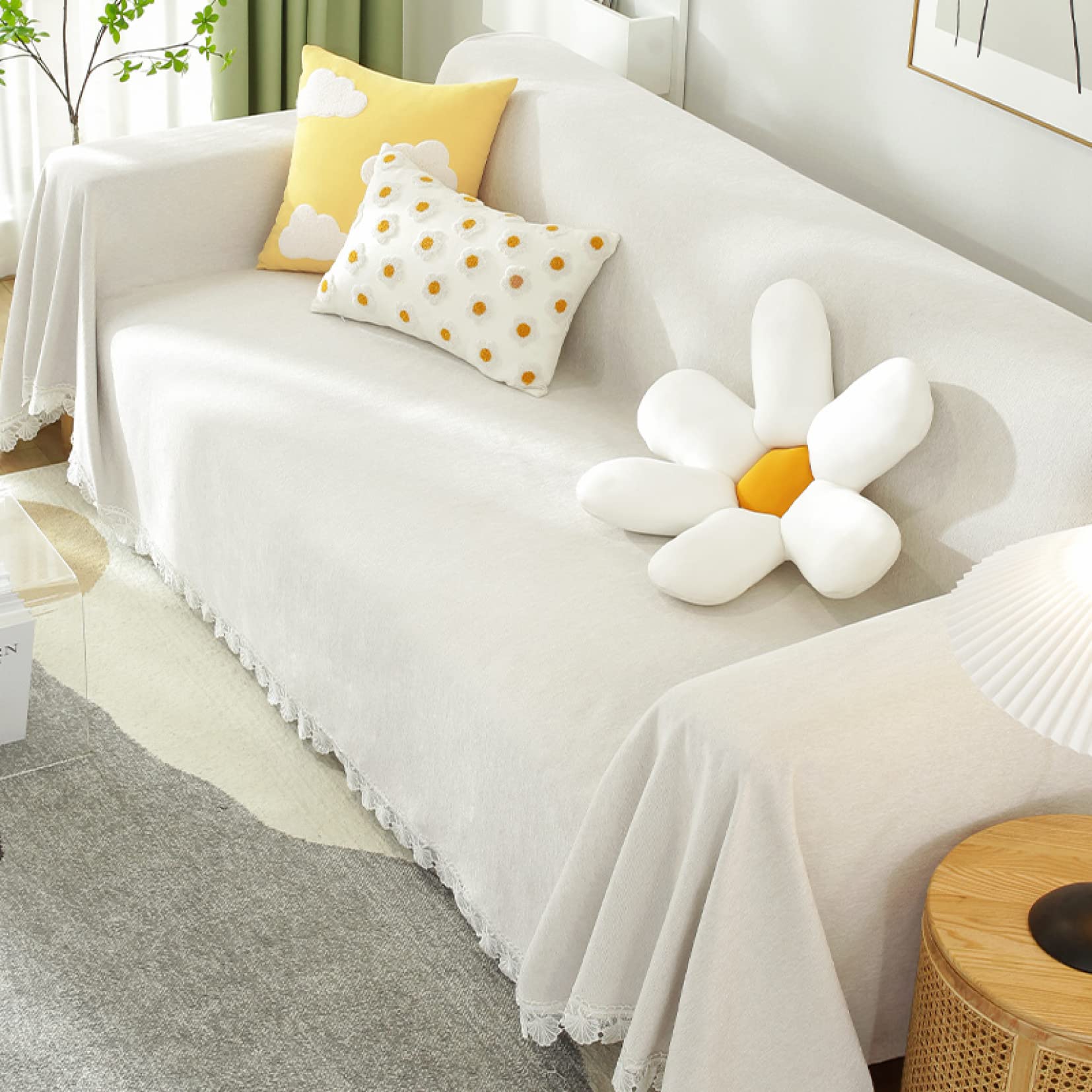Amazon｜マルチカバー 北欧 180*380 ソファーカバー シンプル レース